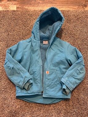 Carhartt Light Blue Sherpa-Lined Hooded Coat